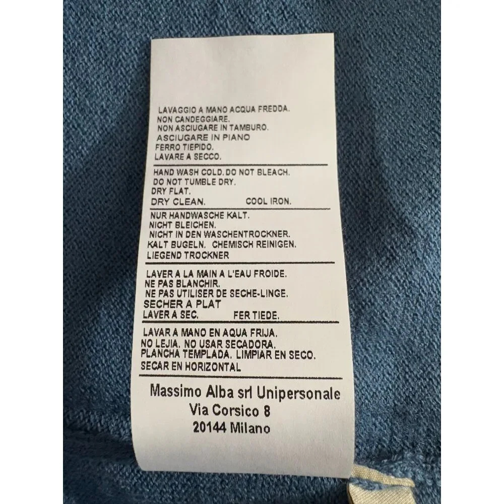 Massimo Alba Cotton cashmere jersey t-shirt sz M color blue rain NWT $490 ItalY - Picture 6 of 9